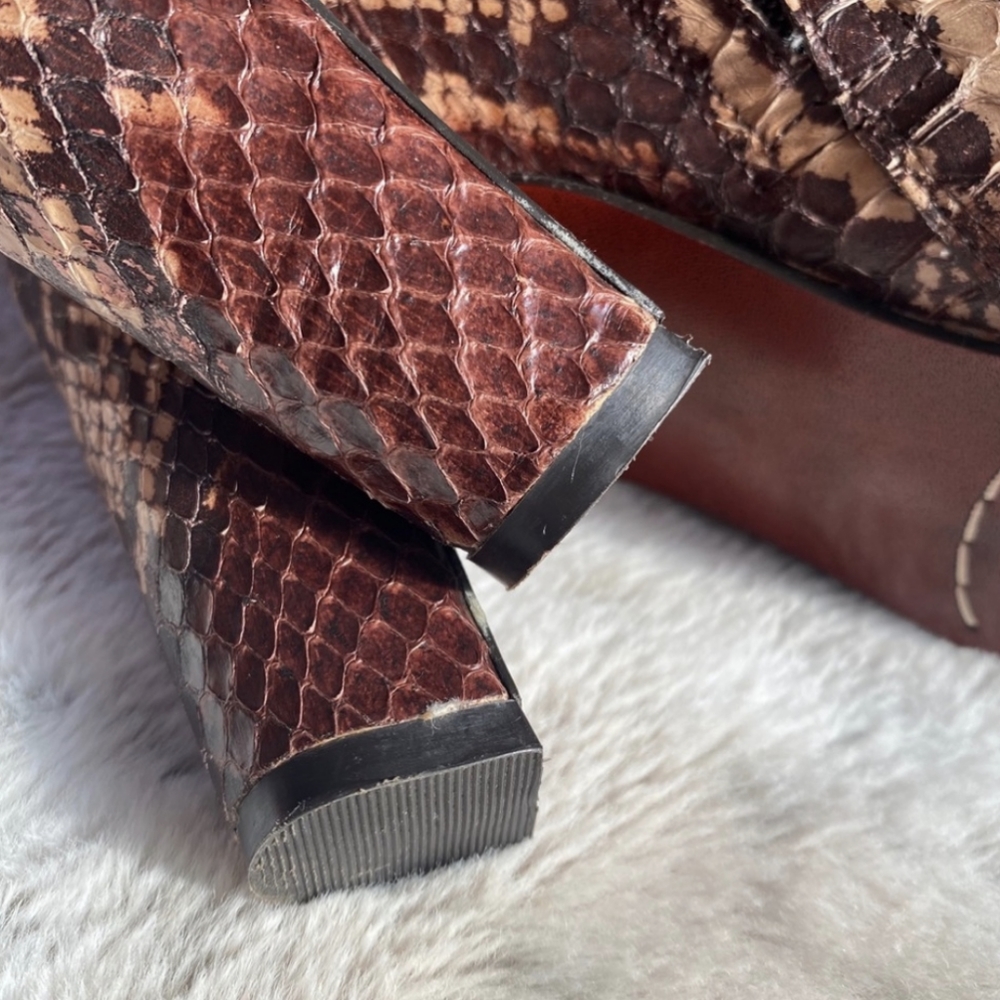 Sam Edelman Rust Python Snakeskin Ankle Boot Booties Fall Western Boho Leather - Picture 6 of 9